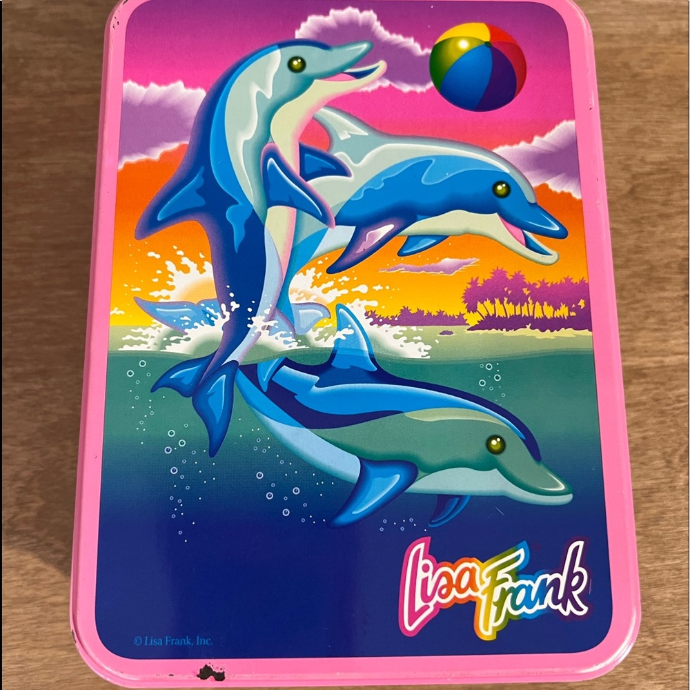 Vintage Lisa Frank Dolphins tin